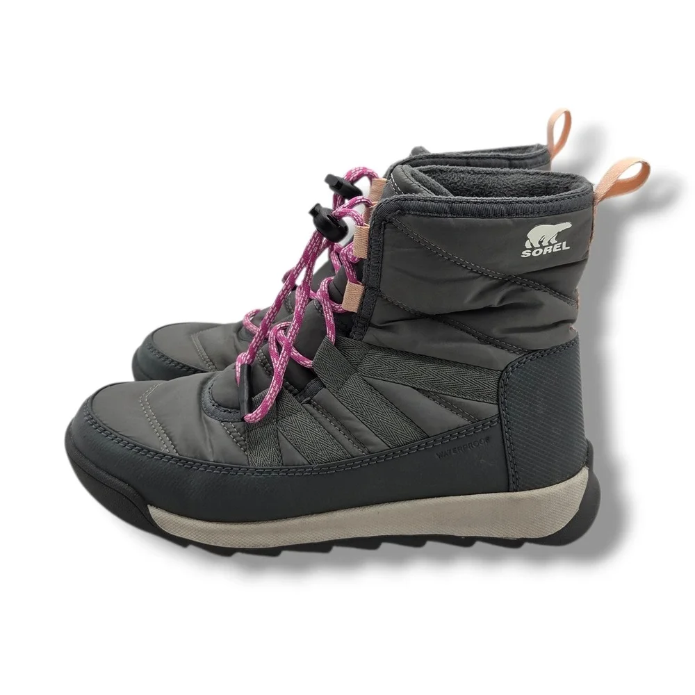 Sorel Whitney II Short Lace Boots Youth 5 Gray NY3903-053‎ Insulated Waterproof